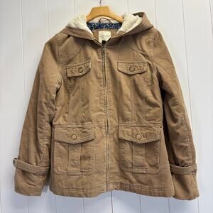 Sonoma Life & Style Womens Hipster Corduroy Jacket with Fleece Hoodie Size S